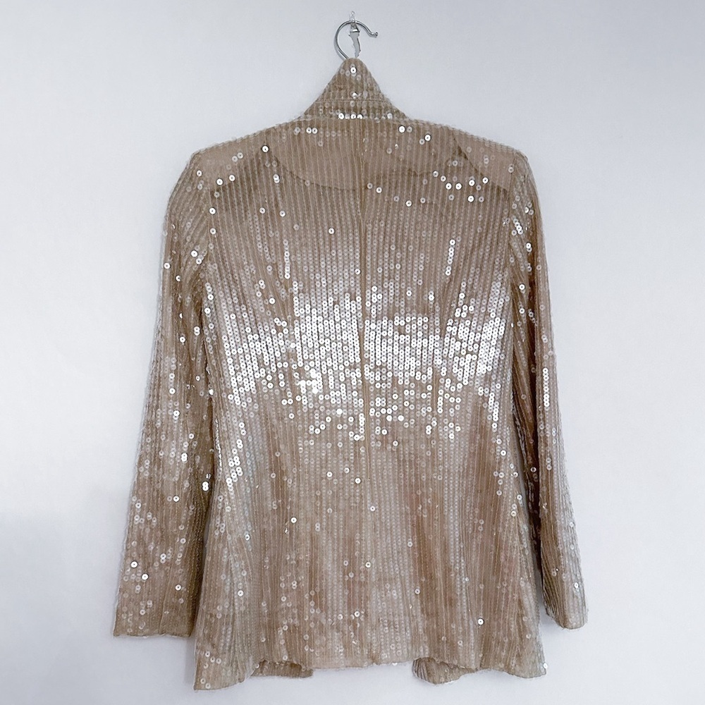 Nasty Gal Champagne Sequin Blazer Party Open Front Size US 2 Jacket Only - Picture 10 of 11